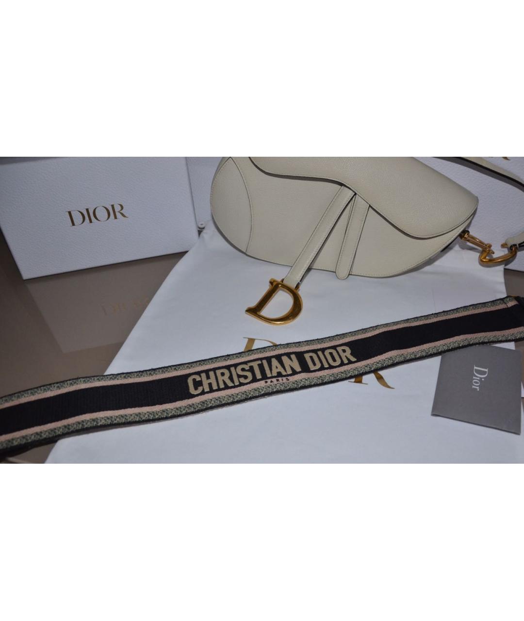 CHRISTIAN DIOR Белая кожаная сумка с короткими ручками, фото 7