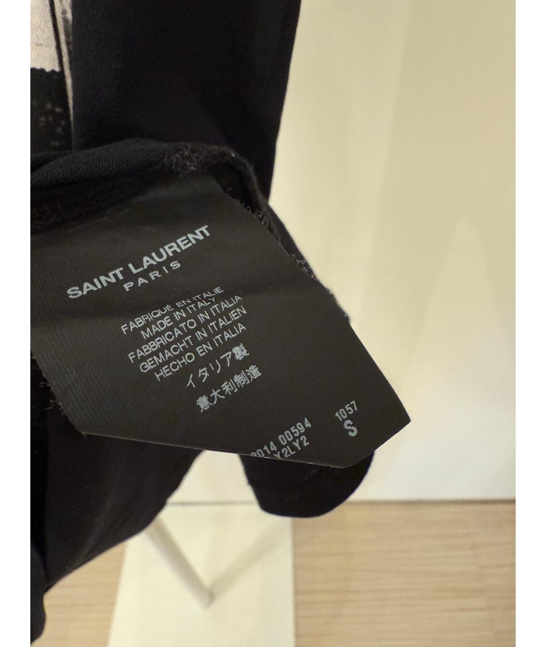SAINT LAURENT Черная хлопковая футболка, фото 4