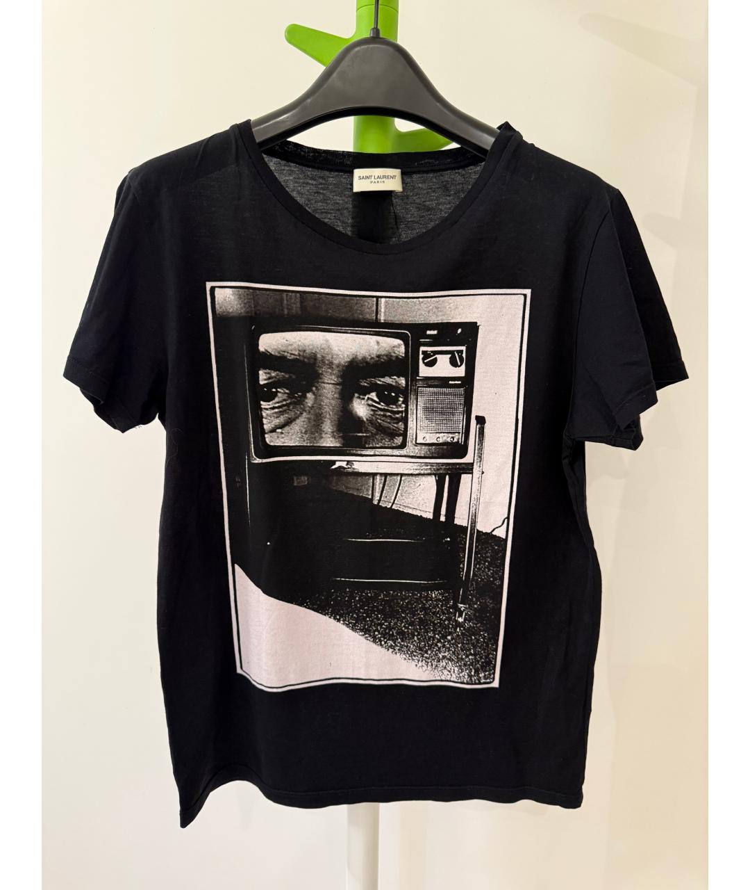 SAINT LAURENT Черная хлопковая футболка, фото 5
