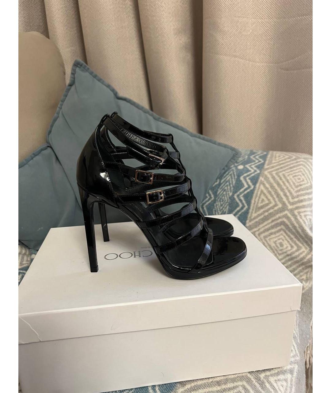 SAINT LAURENT Черные босоножки из лакированной кожи, фото 3
