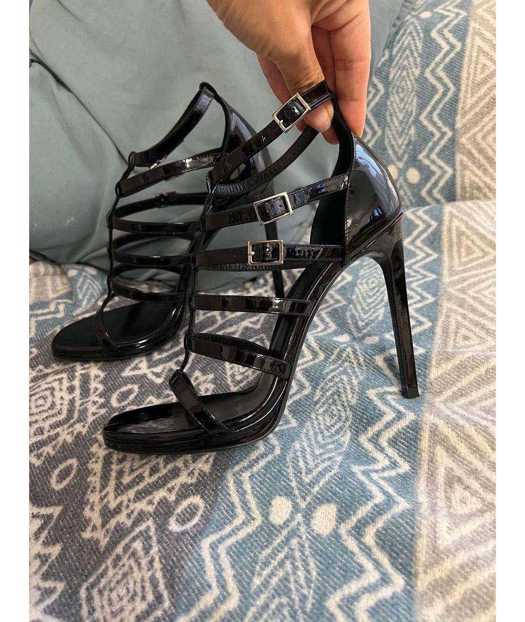 SAINT LAURENT Черные босоножки из лакированной кожи, фото 2