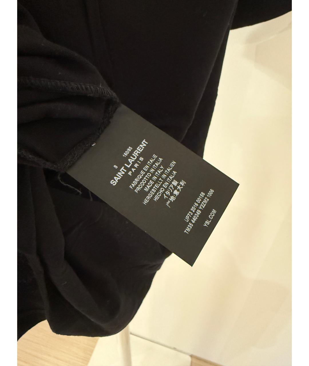 SAINT LAURENT Черная хлопковая футболка, фото 4