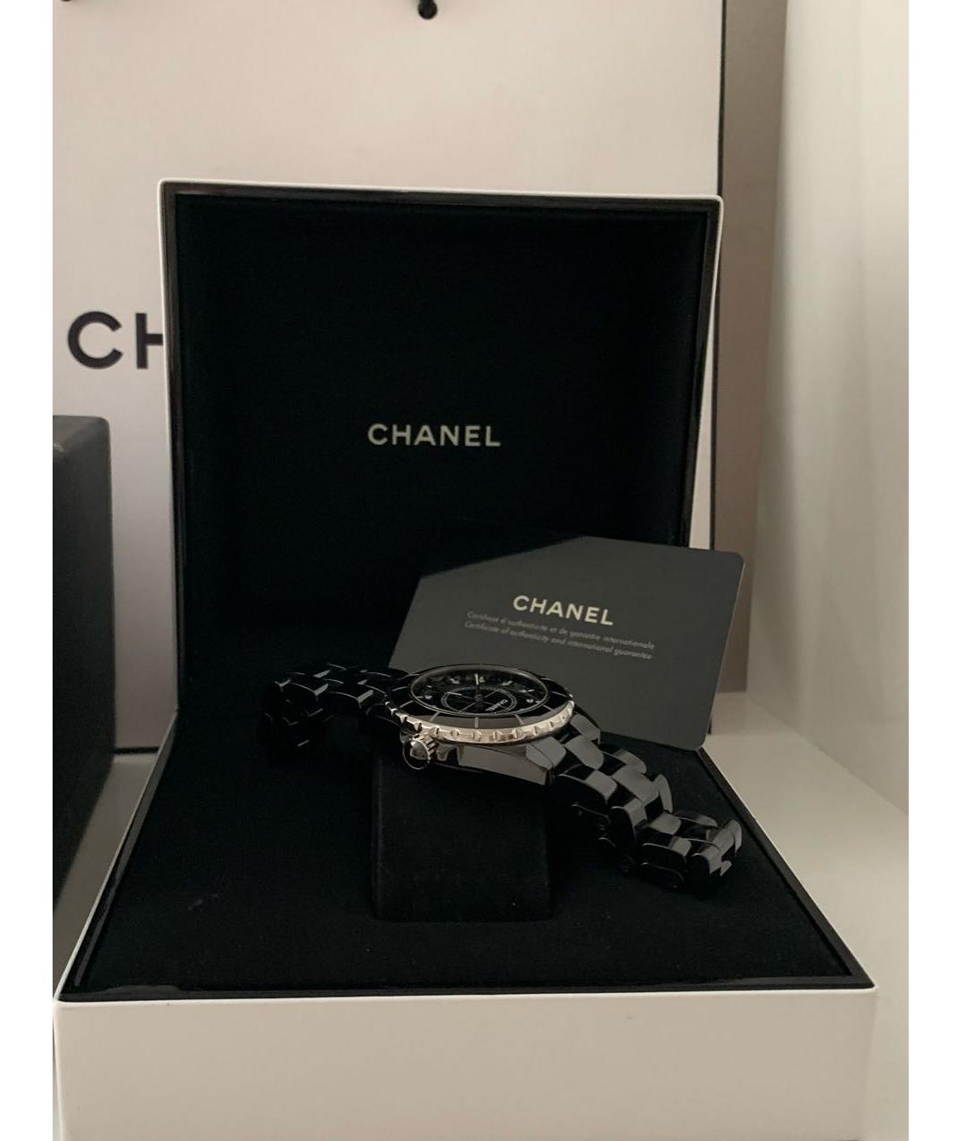 CHANEL Черные керамические часы, фото 4