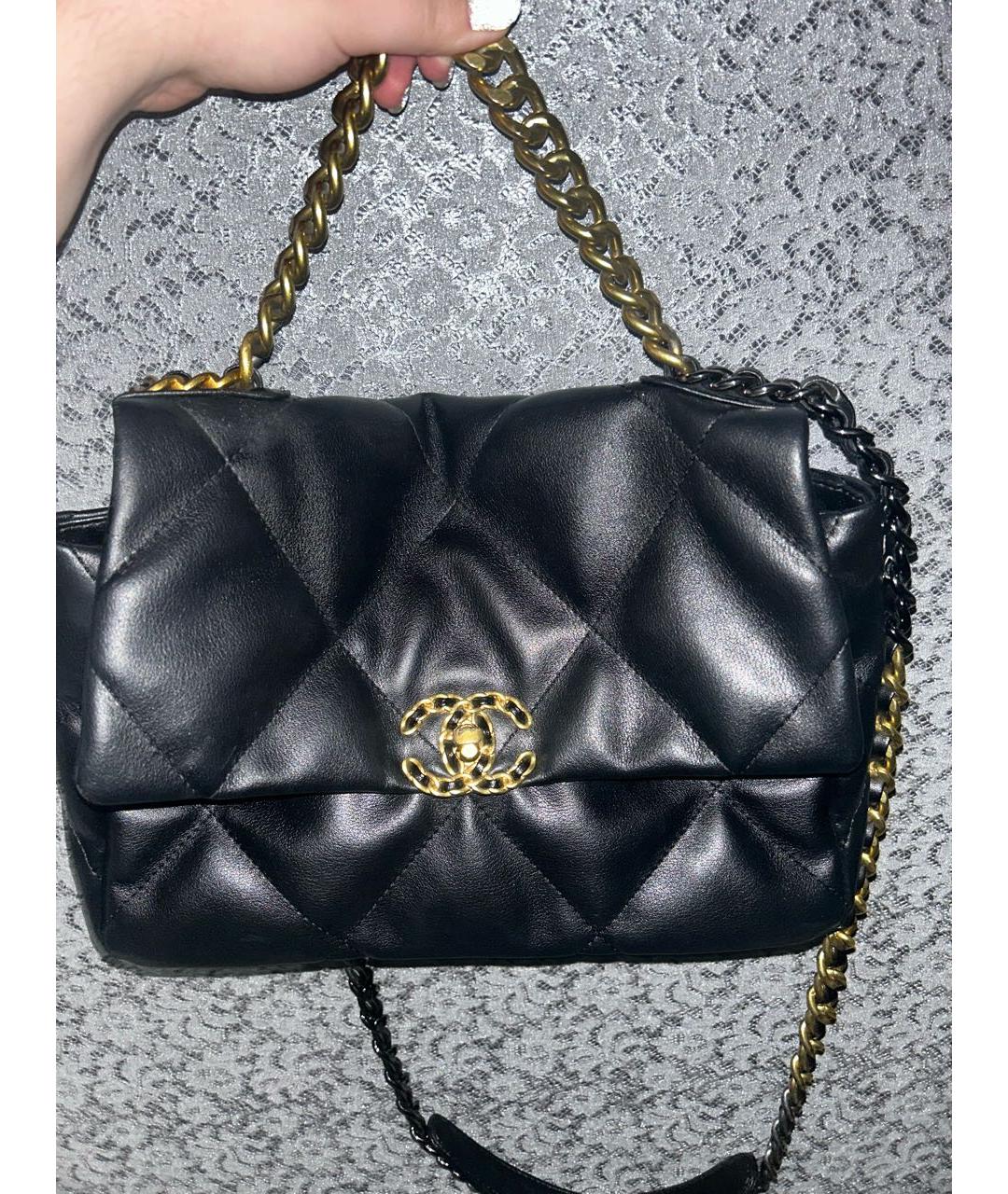 CHANEL Черная кожаная сумка с короткими ручками, фото 5