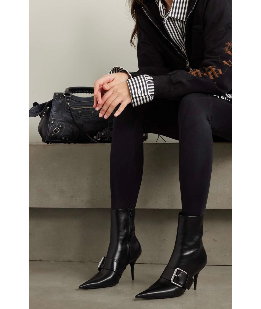 BALENCIAGA Черные кожаные ботильоны, фото 4