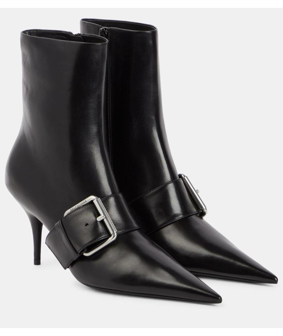 BALENCIAGA Черные кожаные ботильоны, фото 8