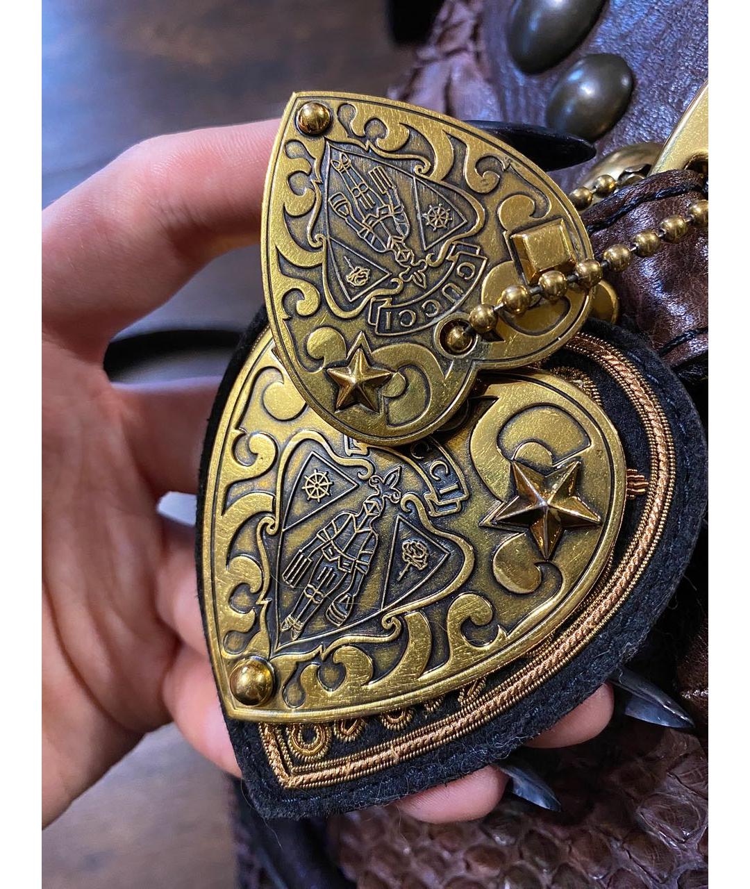 GUCCI Бордовая сумка с короткими ручками из экзотической кожи, фото 6