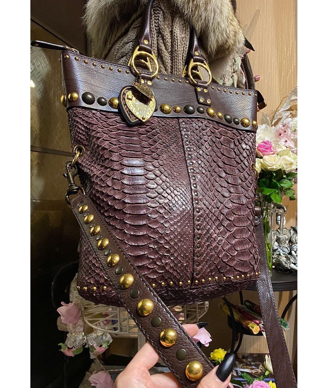 GUCCI Бордовая сумка с короткими ручками из экзотической кожи, фото 2