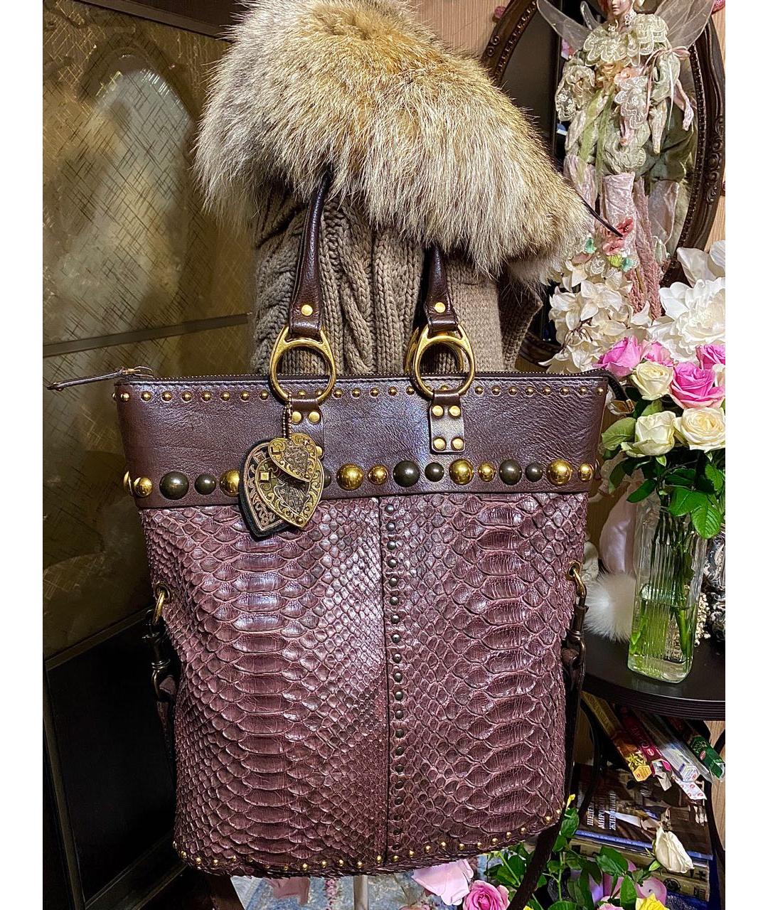 GUCCI Бордовая сумка с короткими ручками из экзотической кожи, фото 9