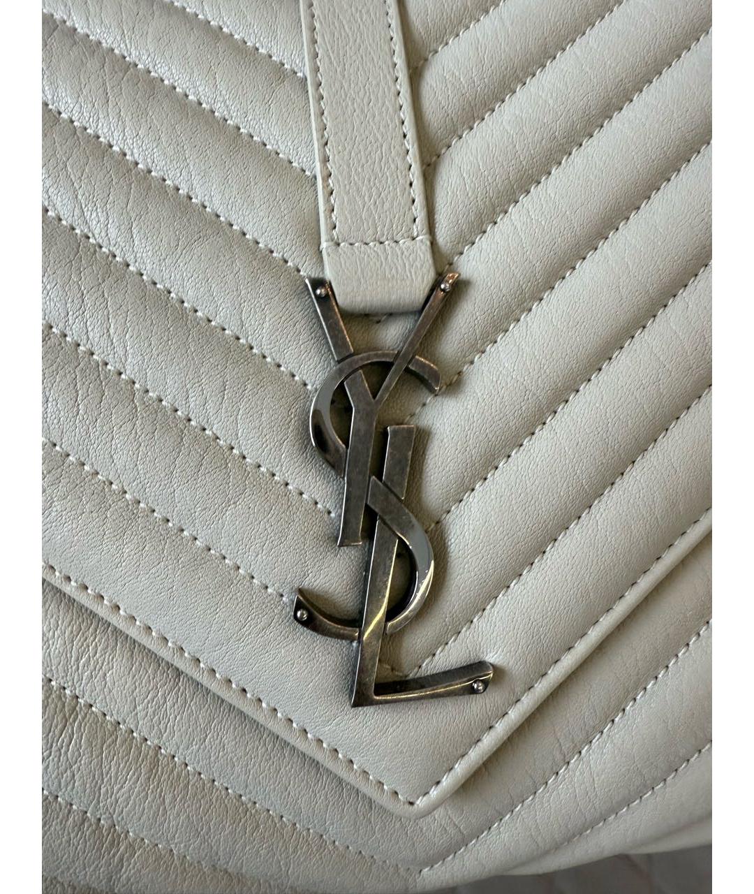 SAINT LAURENT Серая кожаная сумка с короткими ручками, фото 3