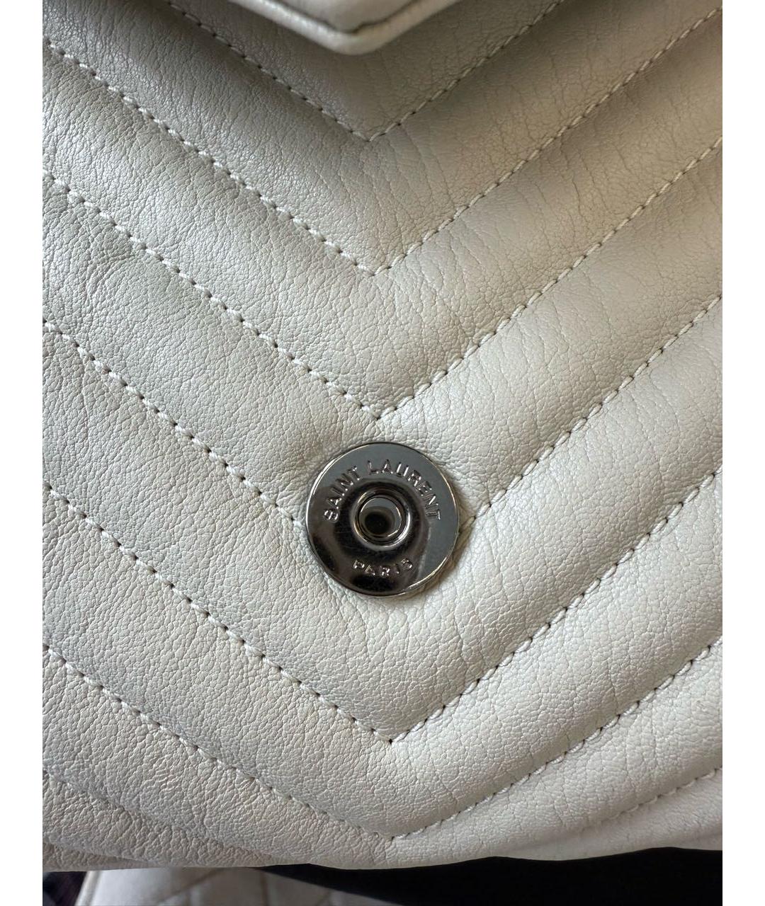 SAINT LAURENT Серая кожаная сумка с короткими ручками, фото 4