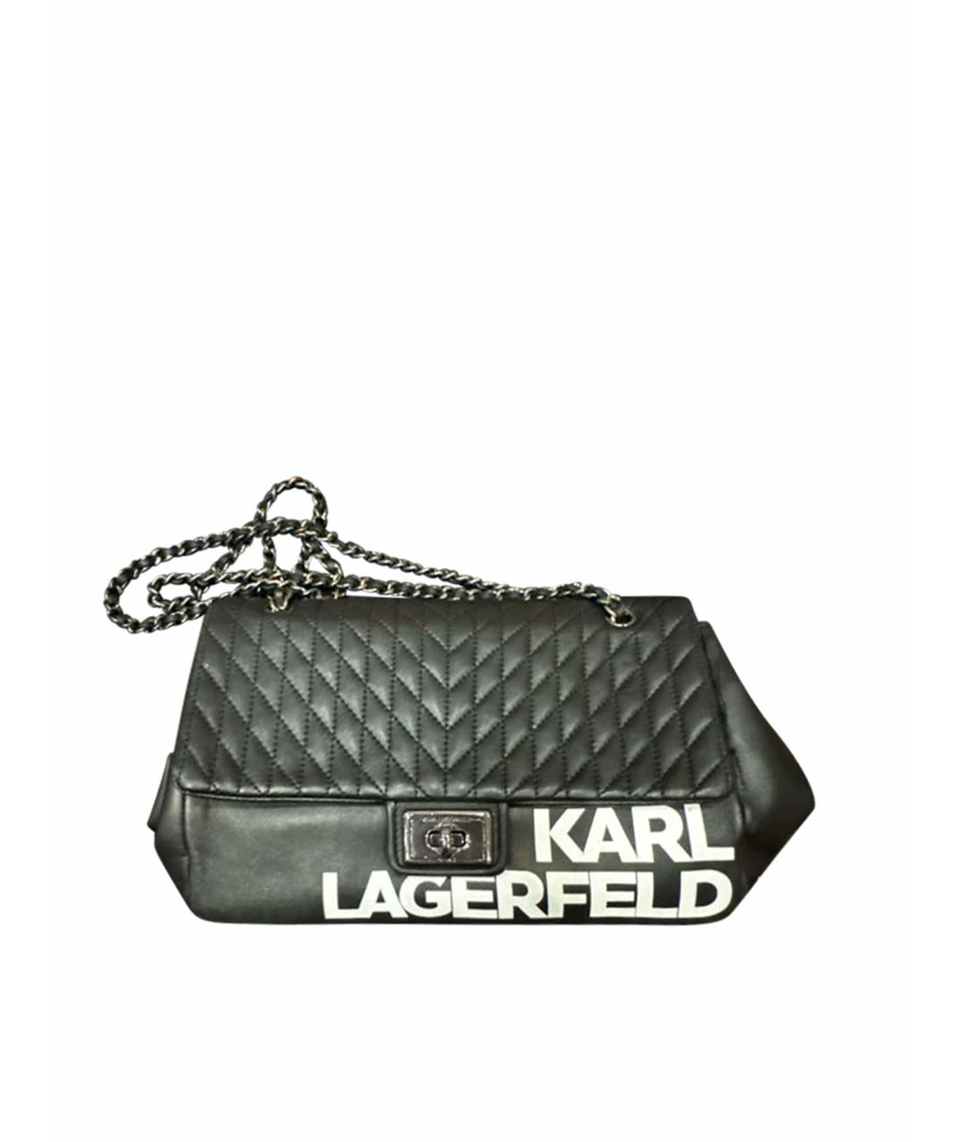 KARL LAGERFELD Черная кожаная сумка через плечо, фото 1