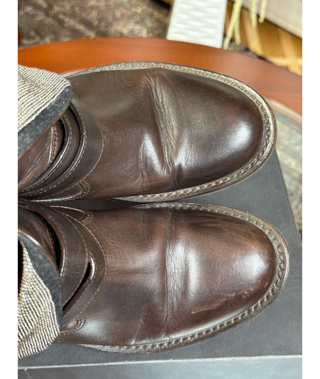 BRUNELLO CUCINELLI Коричневые кожаные ботинки, фото 5