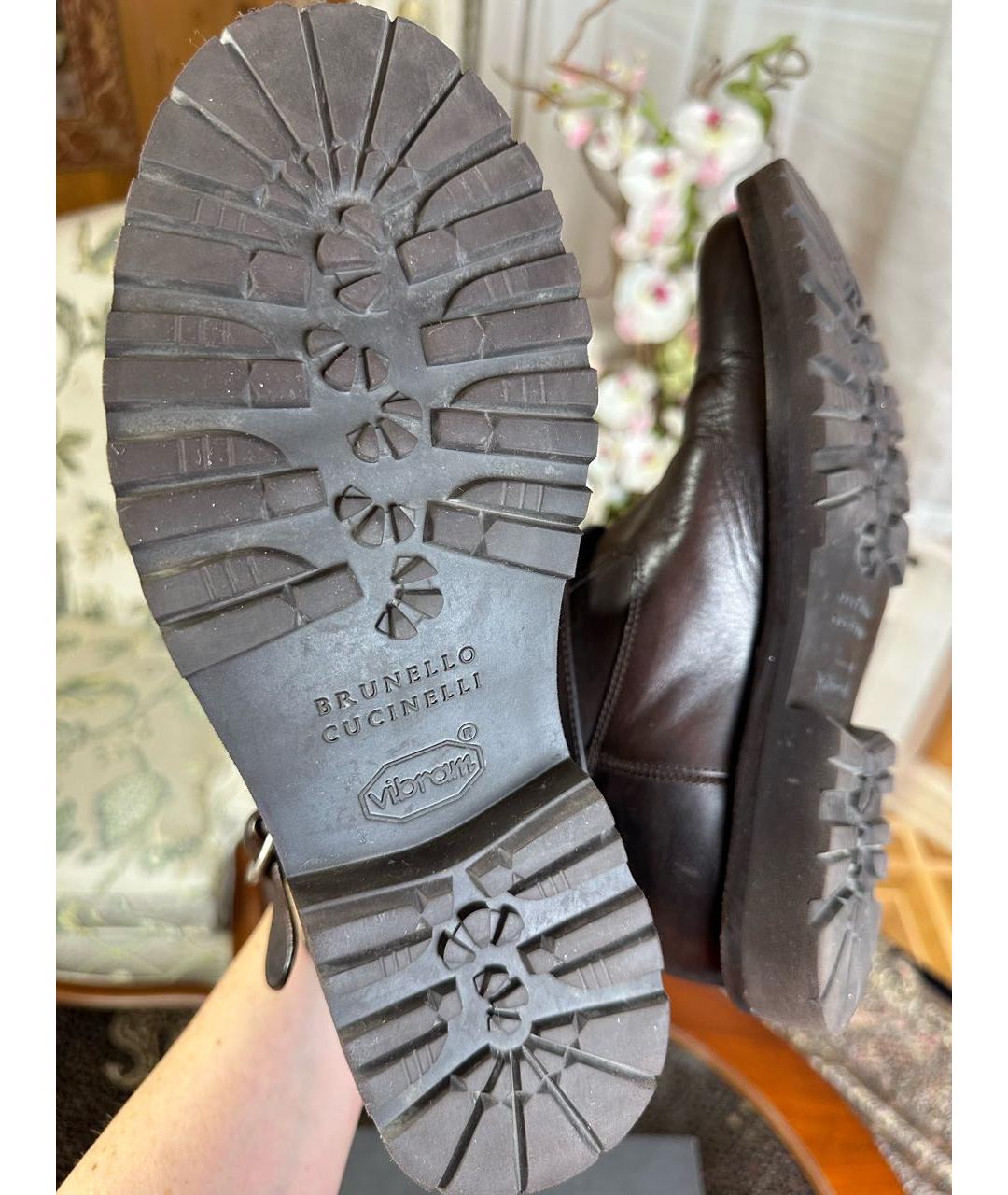 BRUNELLO CUCINELLI Коричневые кожаные ботинки, фото 8