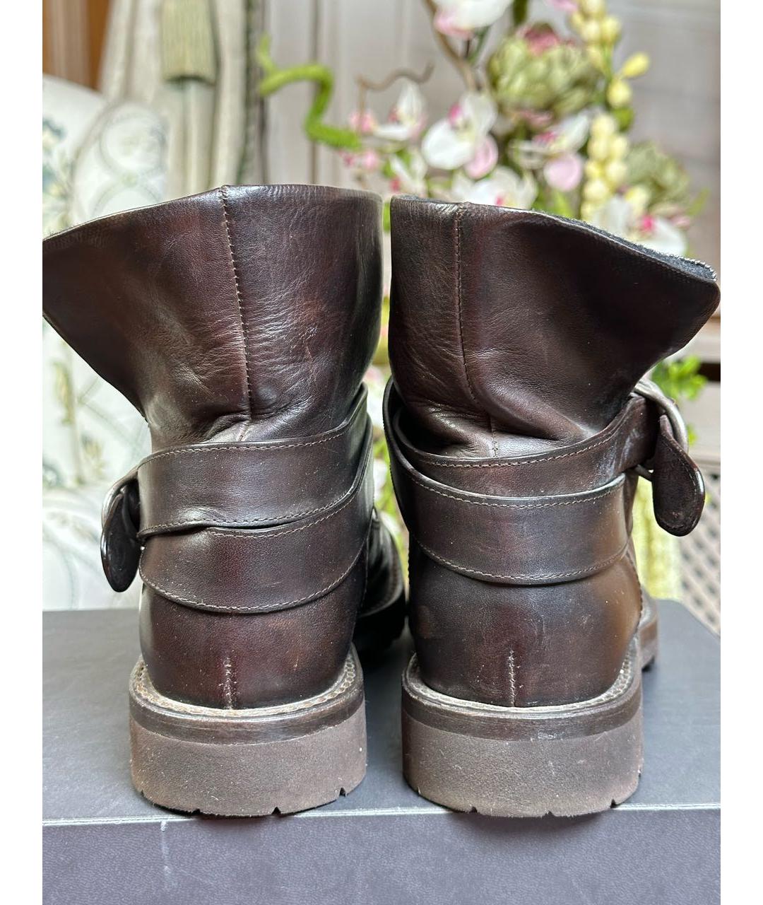 BRUNELLO CUCINELLI Коричневые кожаные ботинки, фото 4