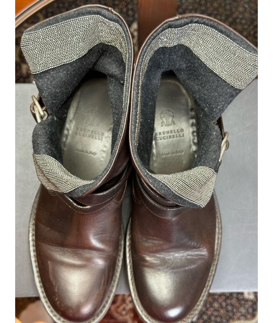 BRUNELLO CUCINELLI Коричневые кожаные ботинки, фото 6