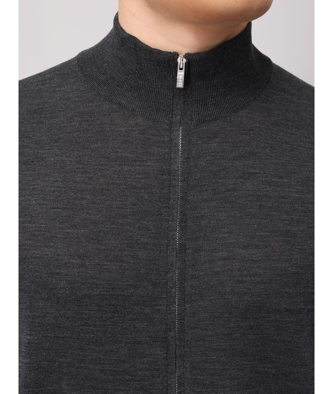 KITON Серый шерстяной кардиган, фото 5