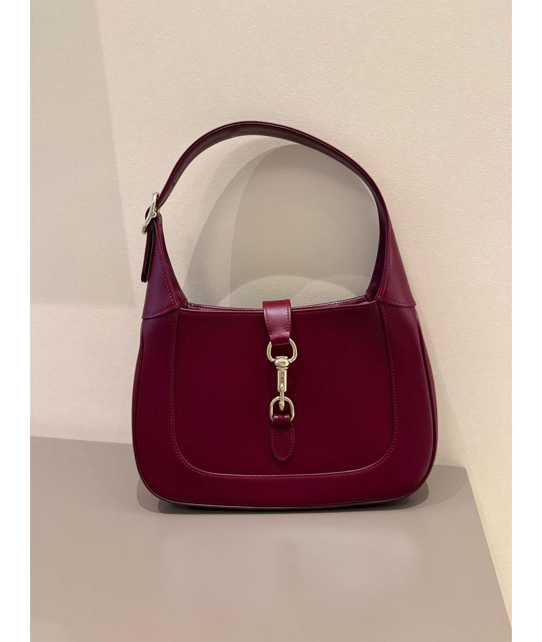 GUCCI Бордовая кожаная сумка с короткими ручками, фото 4