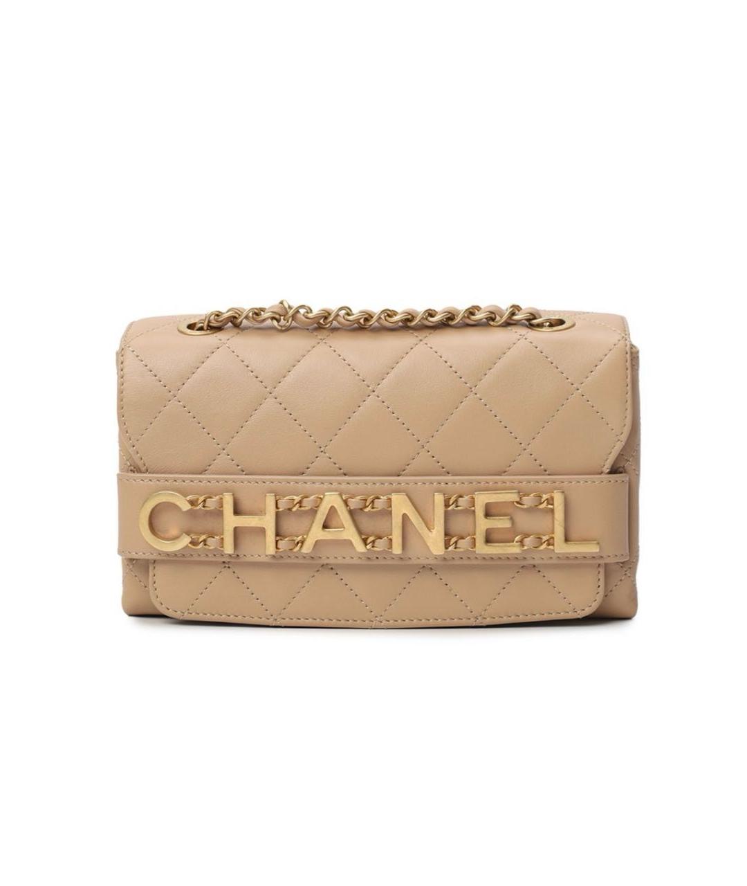 CHANEL Бежевая кожаная сумка через плечо, фото 1