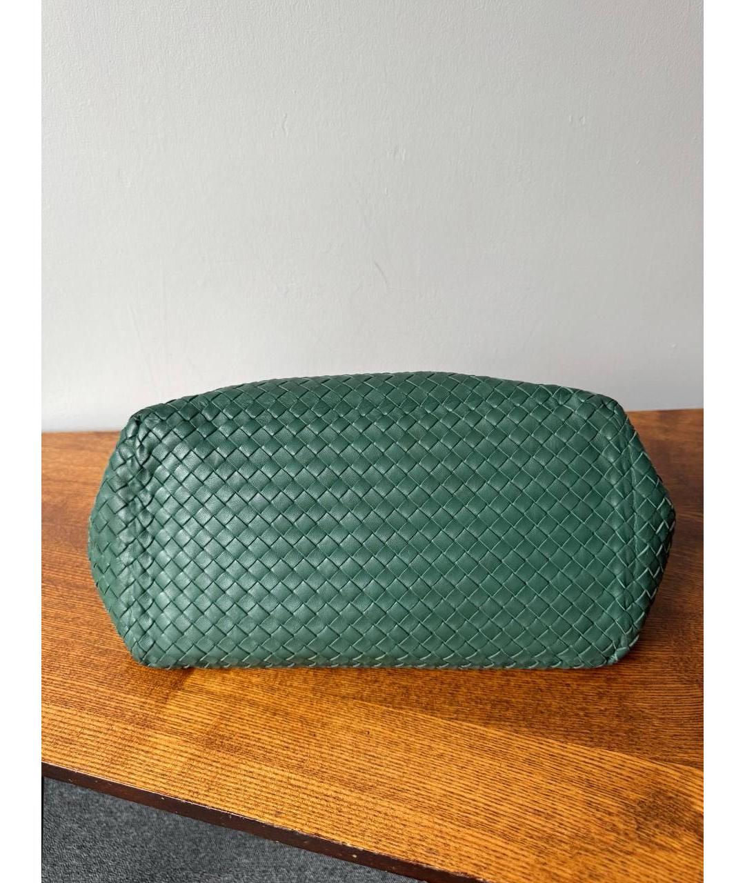 BOTTEGA VENETA Зеленая кожаная сумка тоут, фото 7
