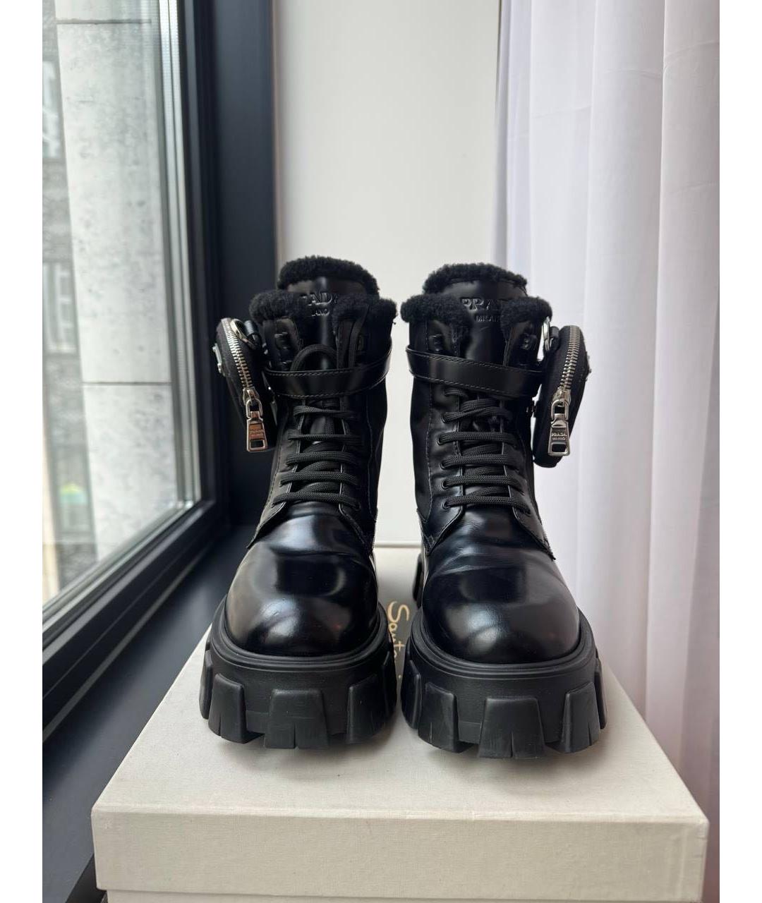 PRADA Черные кожаные ботинки, фото 2
