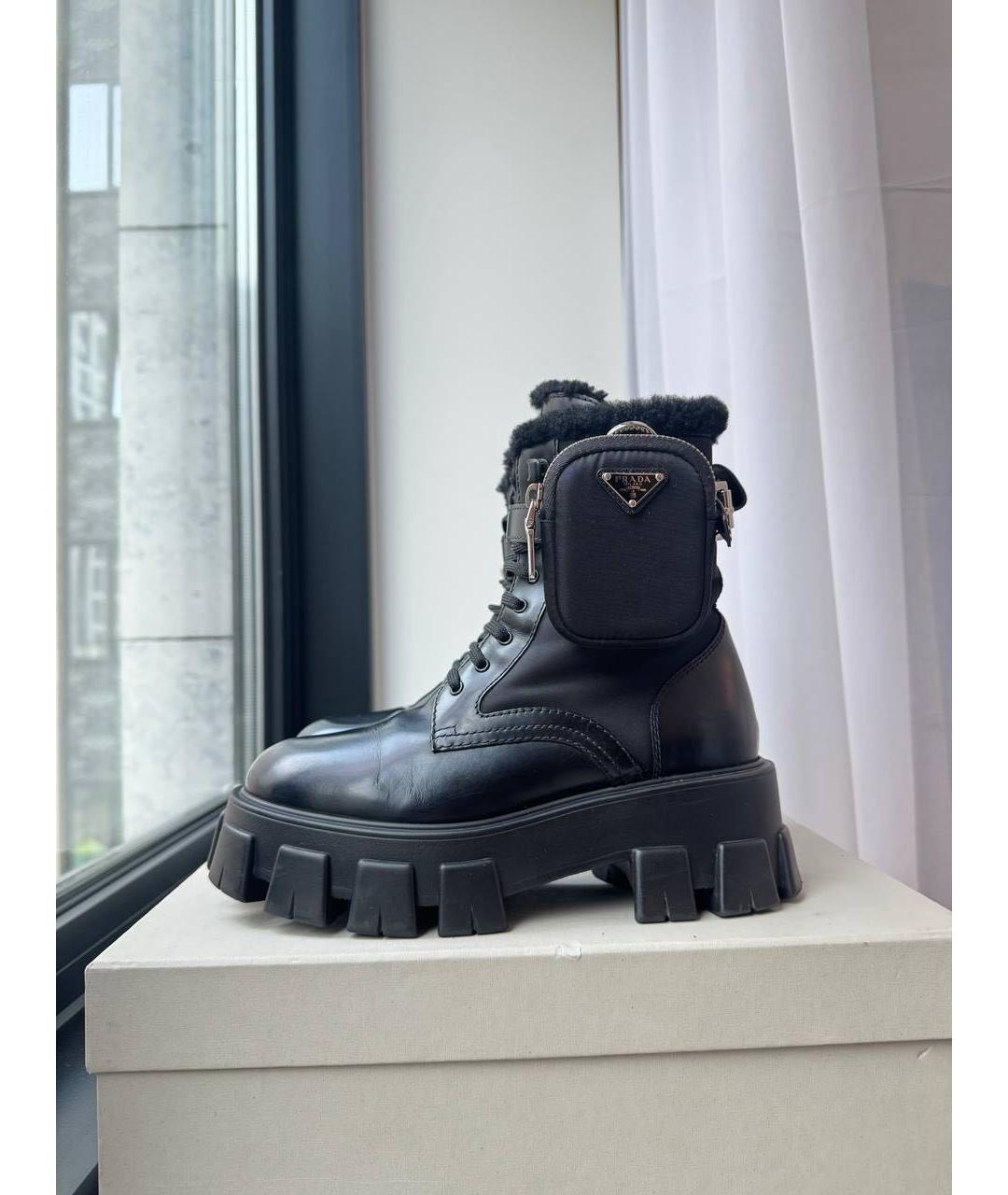 PRADA Черные кожаные ботинки, фото 7