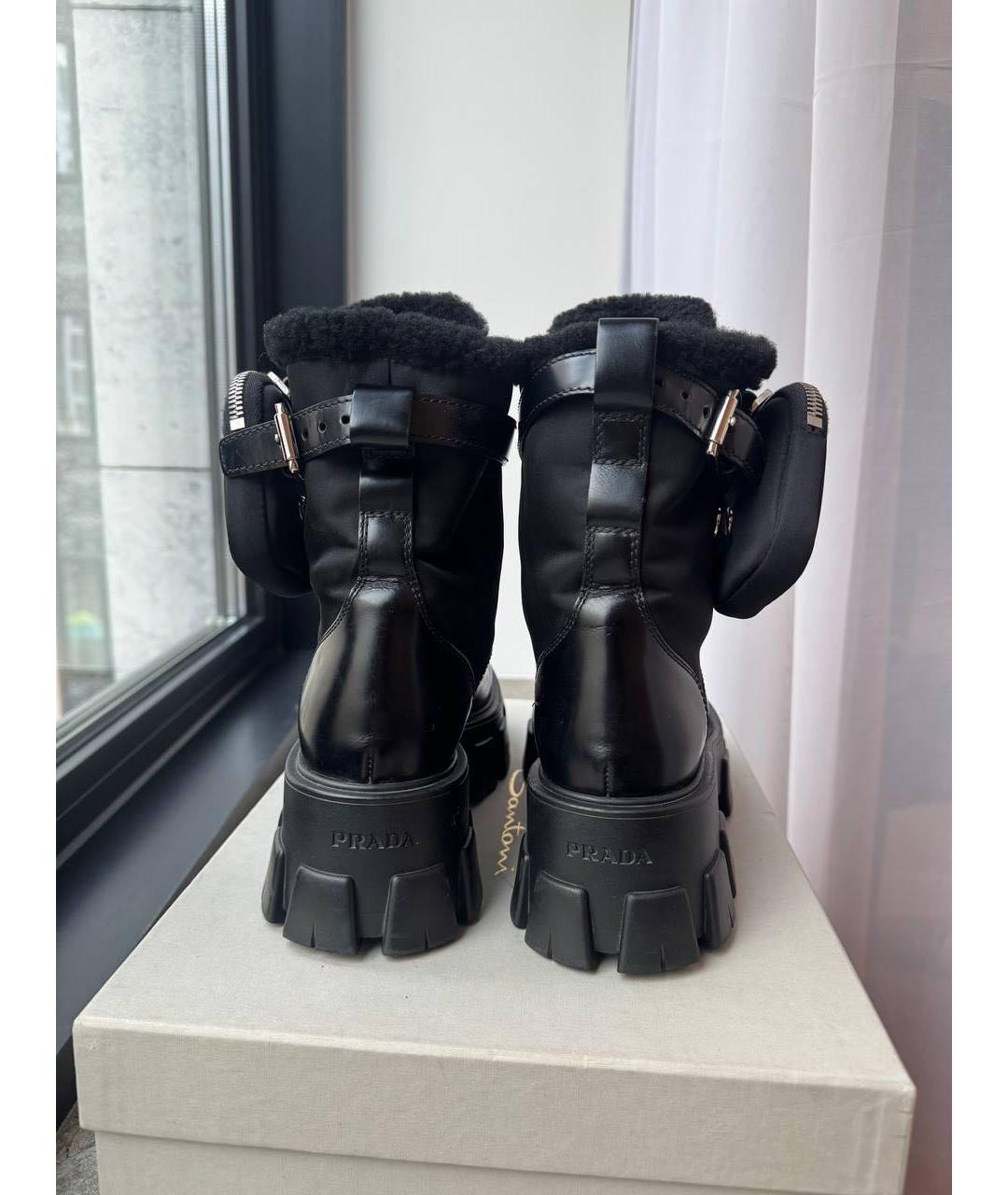 PRADA Черные кожаные ботинки, фото 4