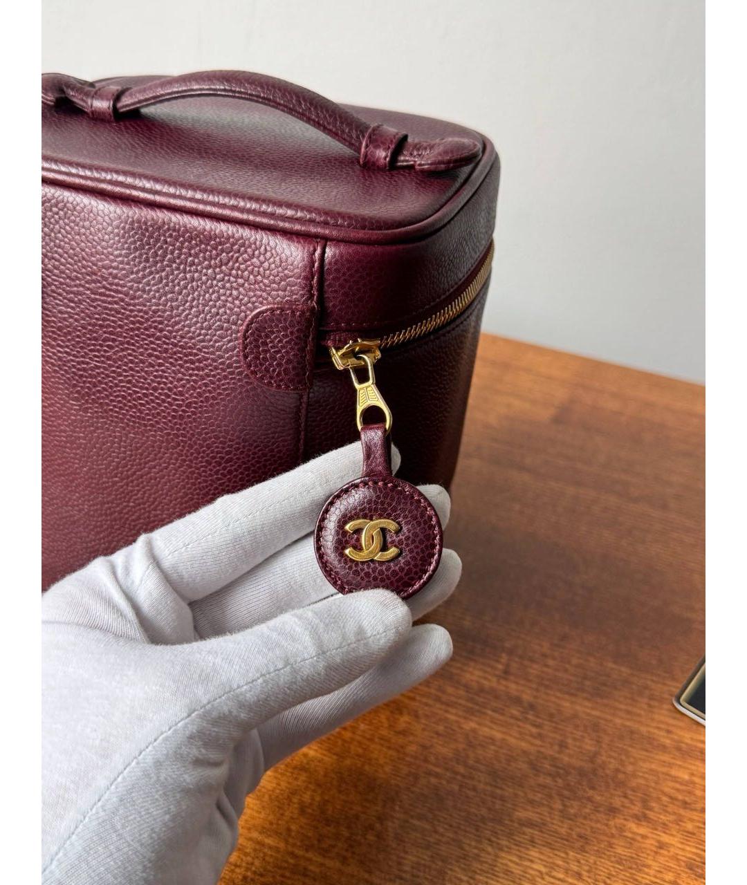 CHANEL Бордовая кожаная сумка с короткими ручками, фото 7