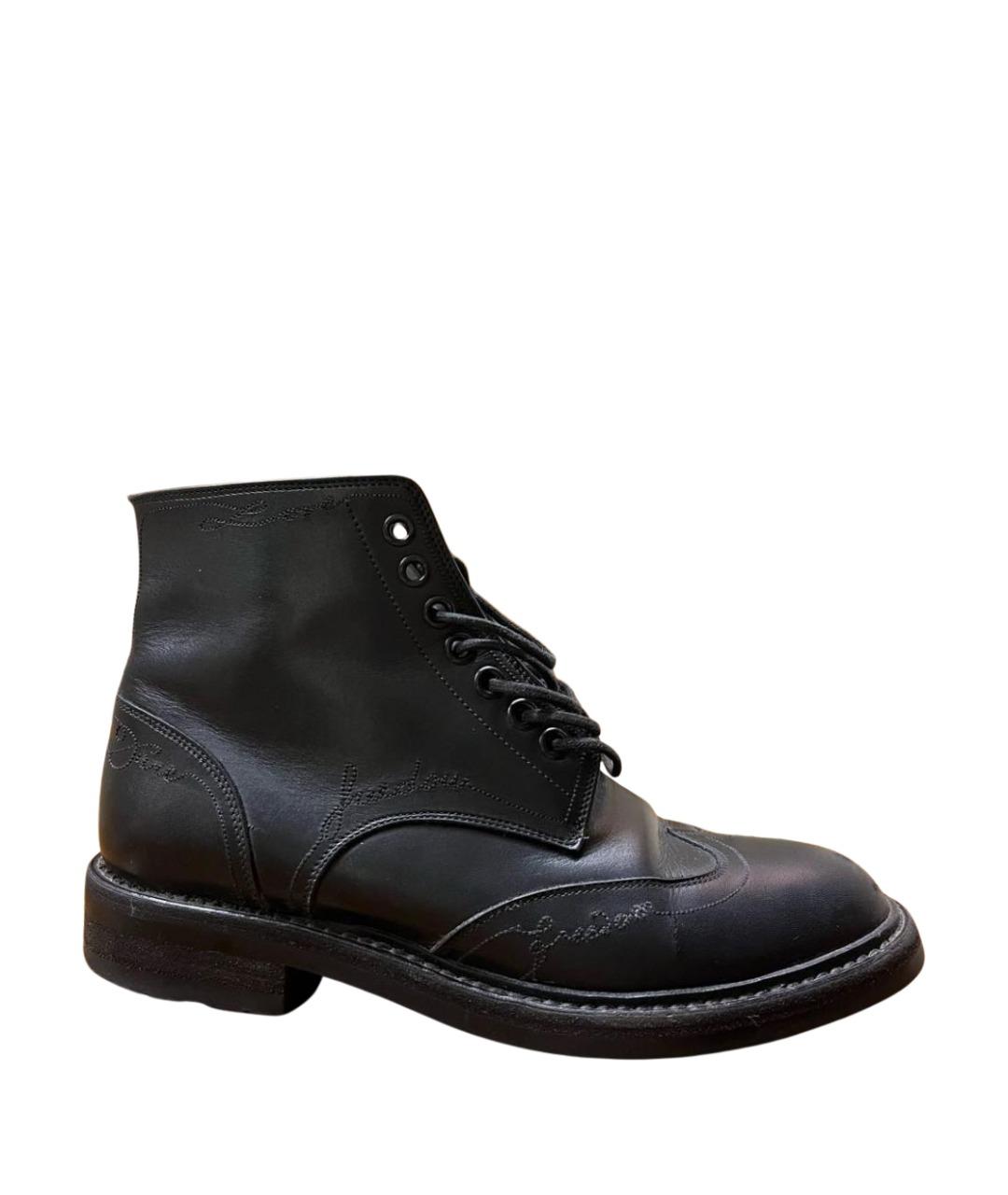 SAINT LAURENT Черные кожаные ботинки, фото 1