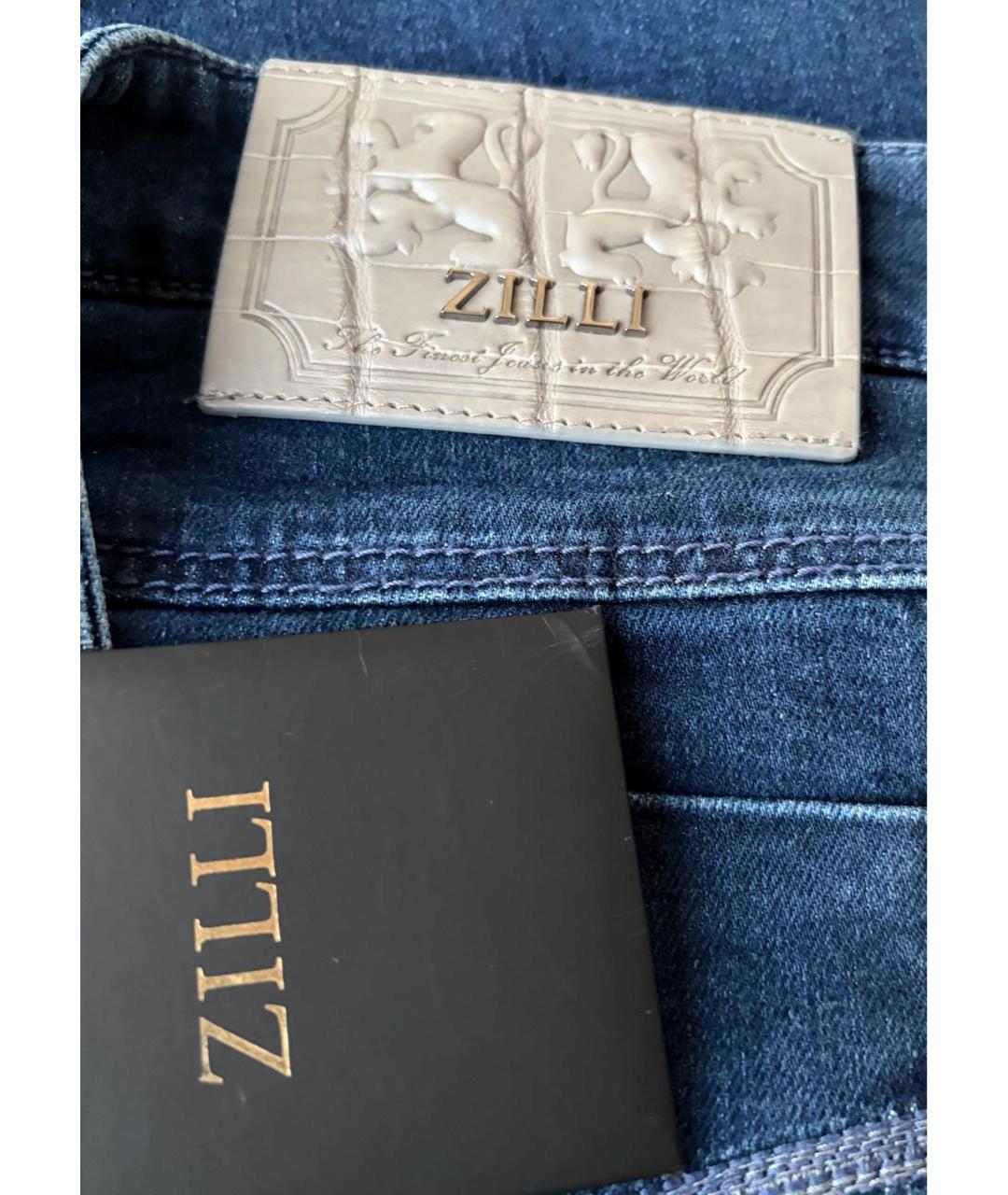 ZILLI Темно-синие хлопко-эластановые прямые джинсы, фото 4