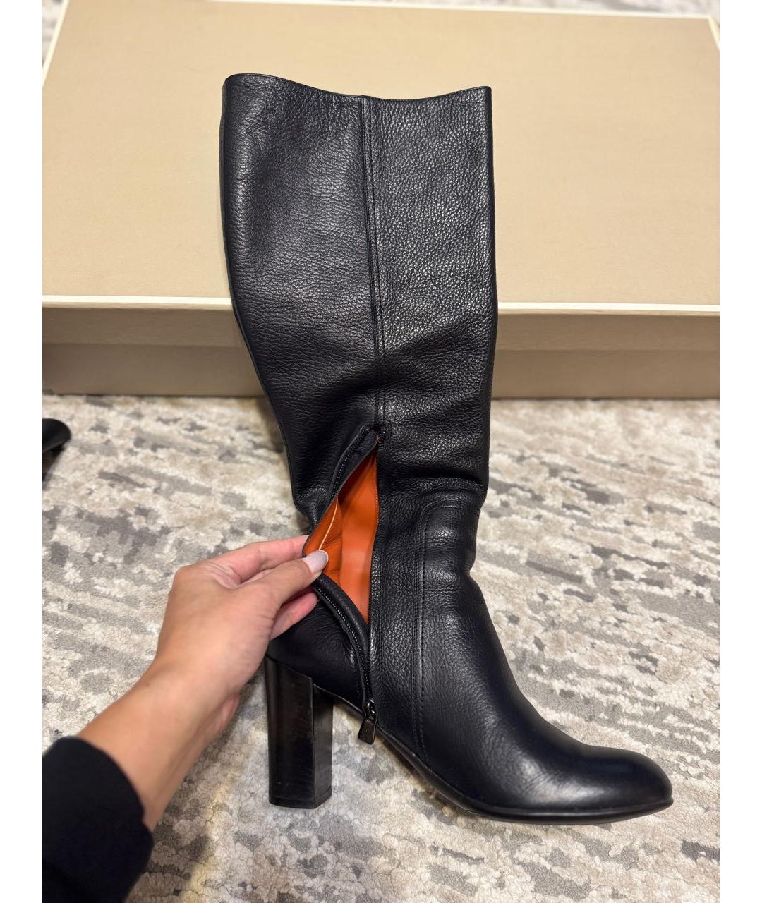 SANTONI Черные кожаные сапоги, фото 7