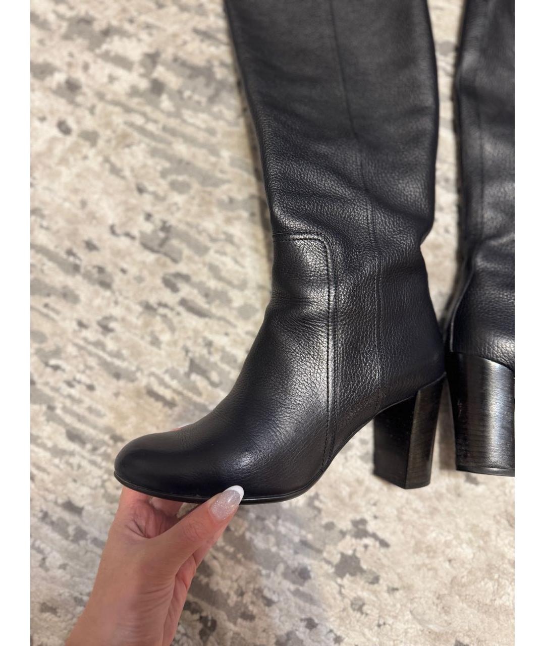SANTONI Черные кожаные сапоги, фото 6