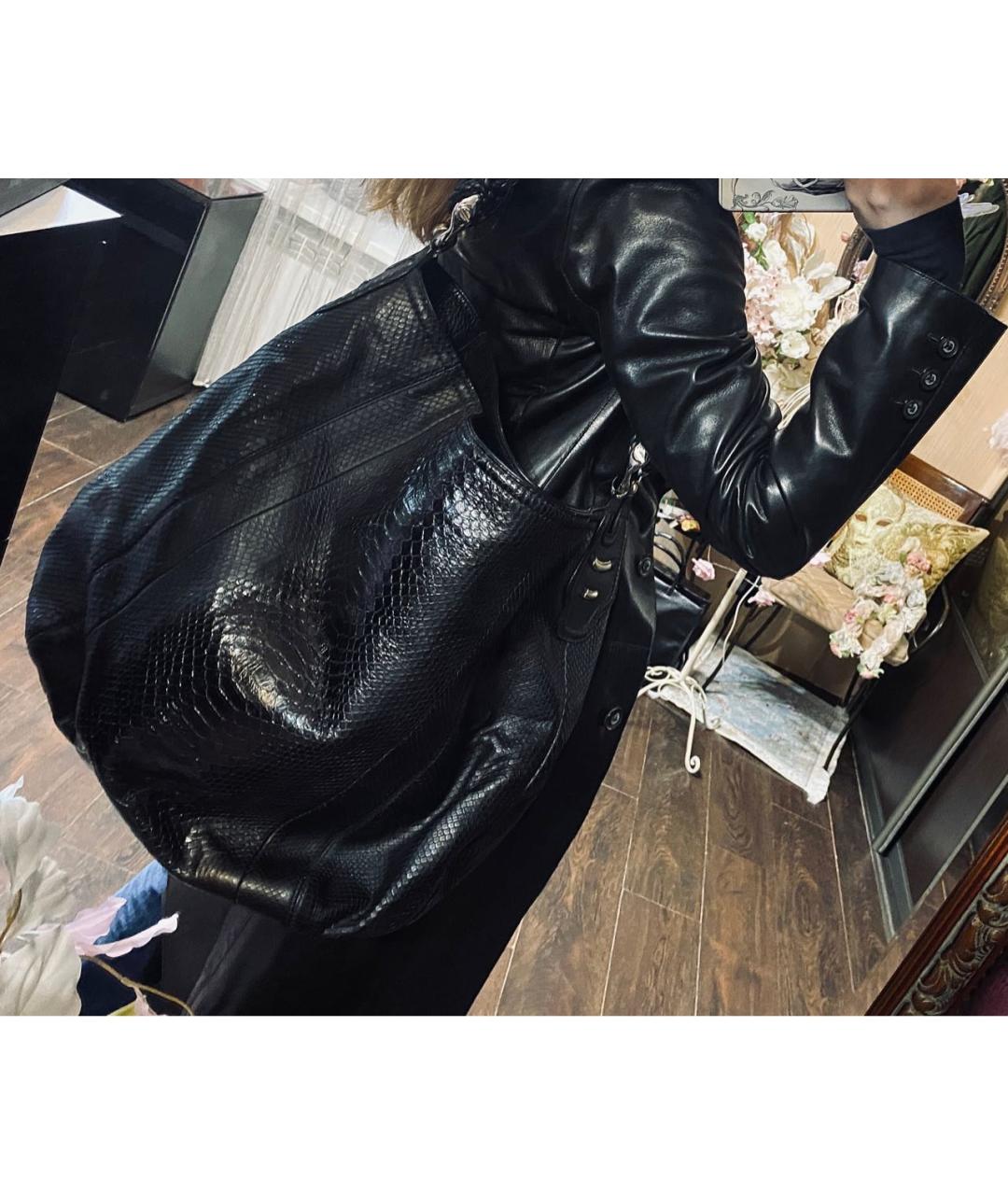 GUCCI Черная сумка с короткими ручками из экзотической кожи, фото 5