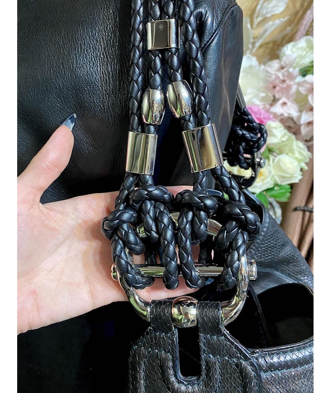 GUCCI Черная сумка с короткими ручками из экзотической кожи, фото 7