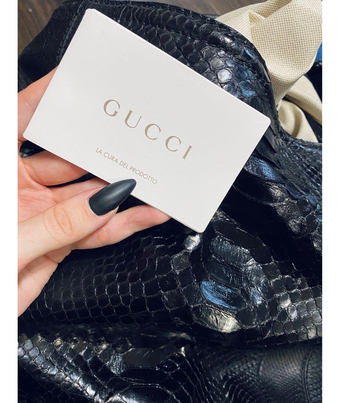 GUCCI Черная сумка с короткими ручками из экзотической кожи, фото 8