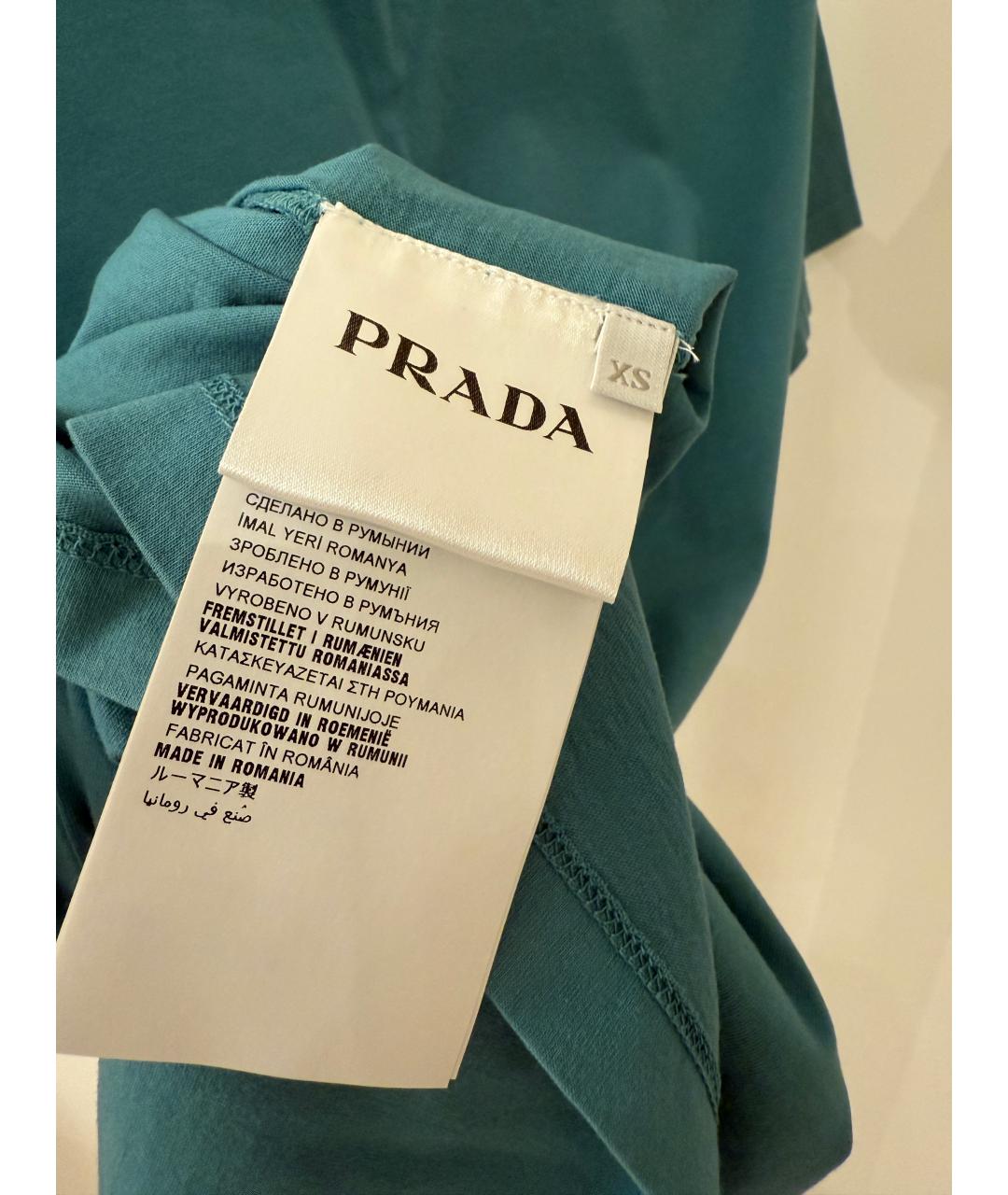 PRADA Бирюзовая хлопковая футболка, фото 4