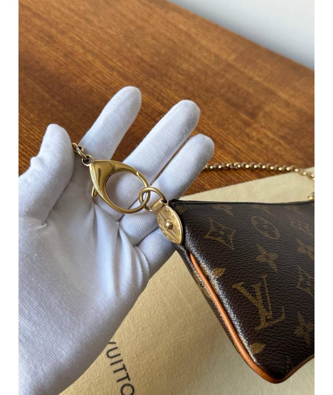 LOUIS VUITTON Коричневая кожаная сумка с короткими ручками, фото 7