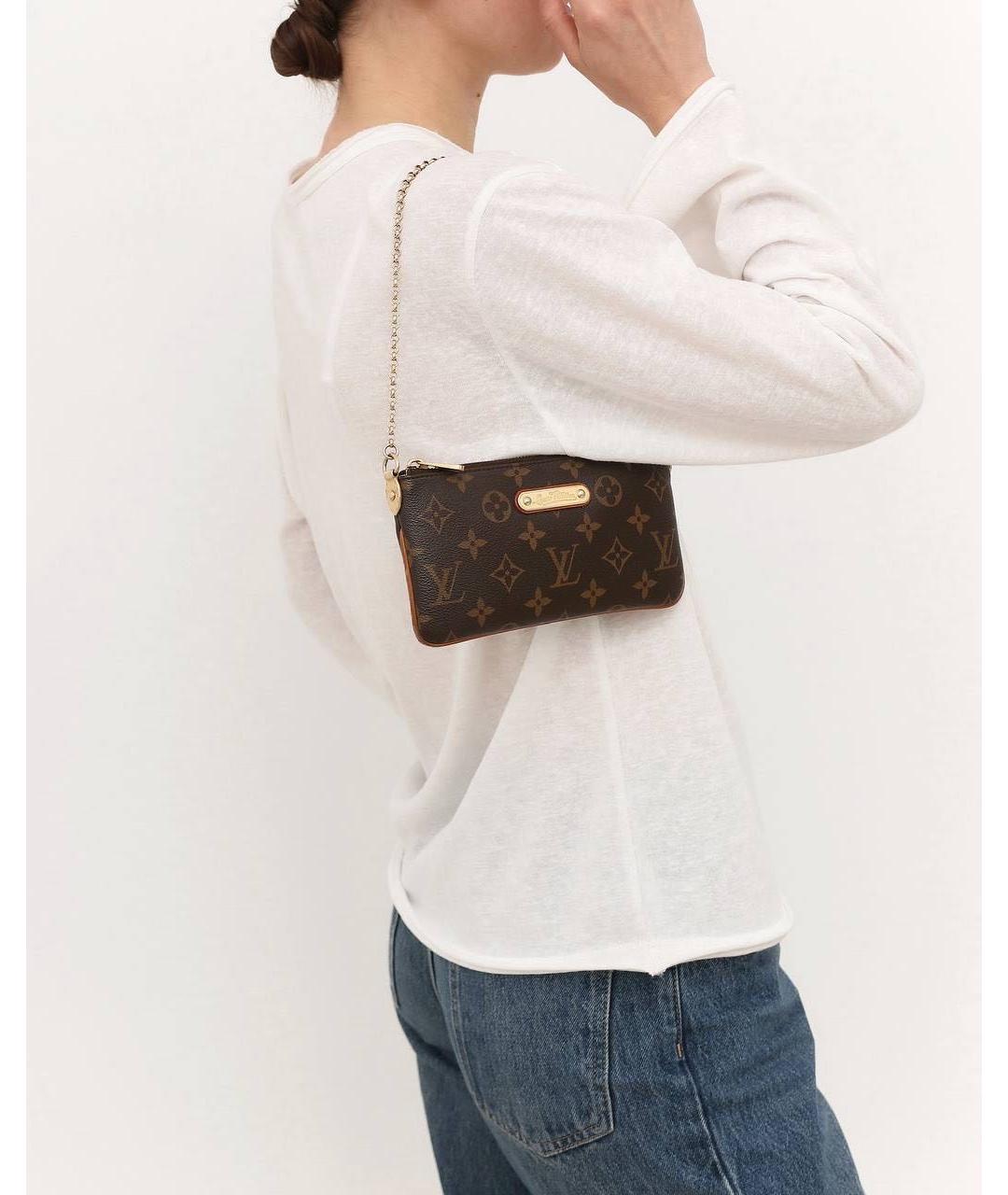 LOUIS VUITTON Коричневая кожаная сумка с короткими ручками, фото 4