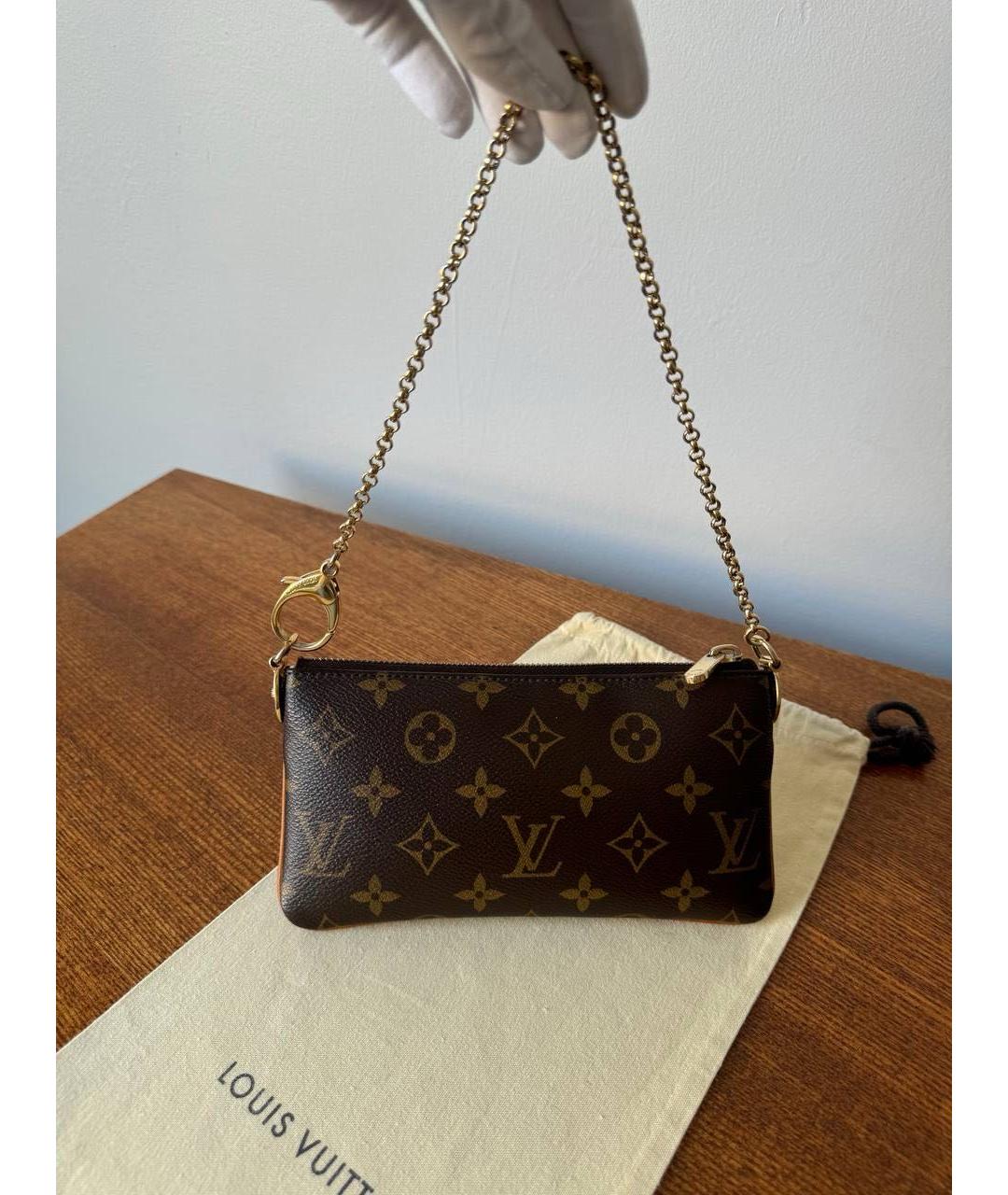 LOUIS VUITTON Коричневая кожаная сумка с короткими ручками, фото 3