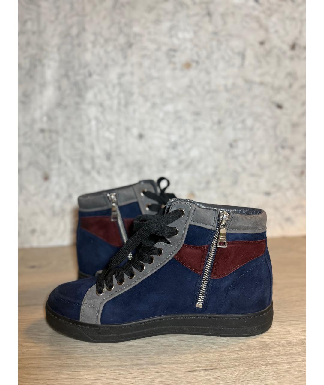 PRADA Синие замшевые кеды, фото 7