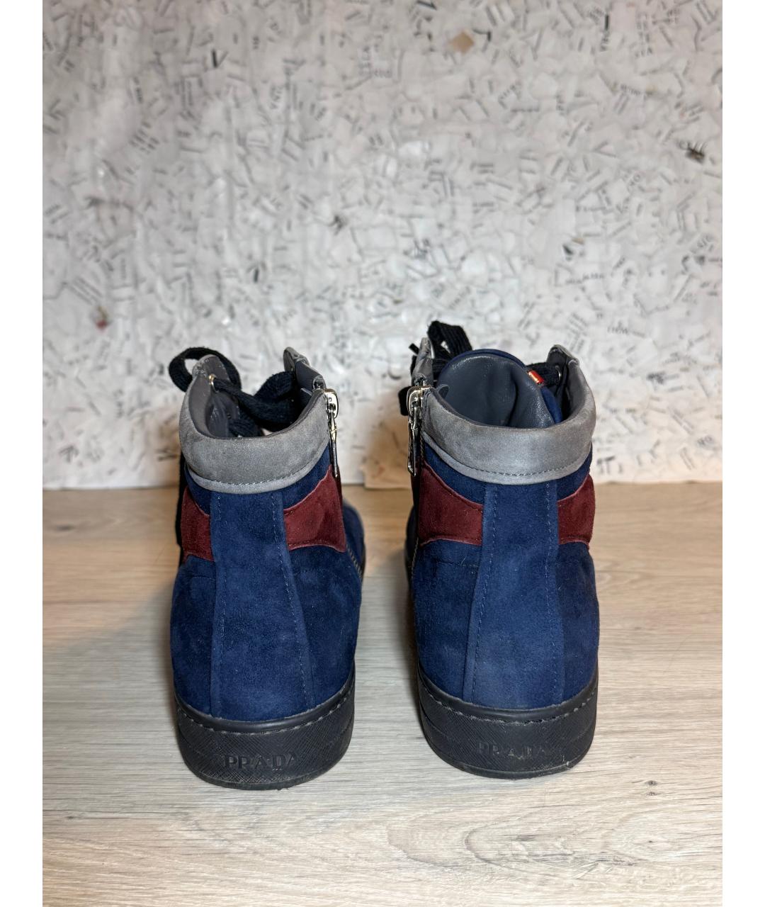 PRADA Синие замшевые кеды, фото 4