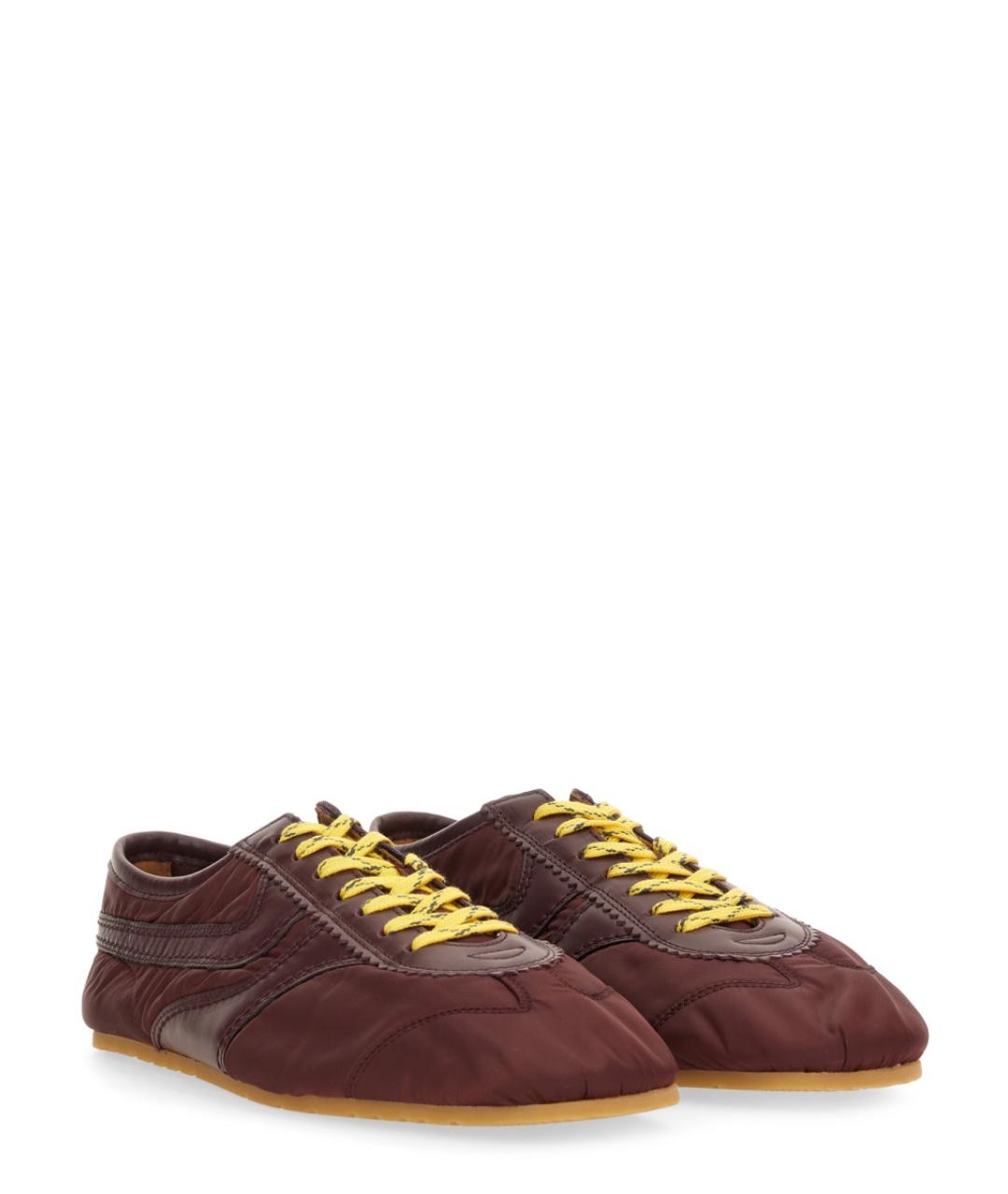 DRIES VAN NOTEN Бордовые текстильные низкие кроссовки / кеды, фото 2