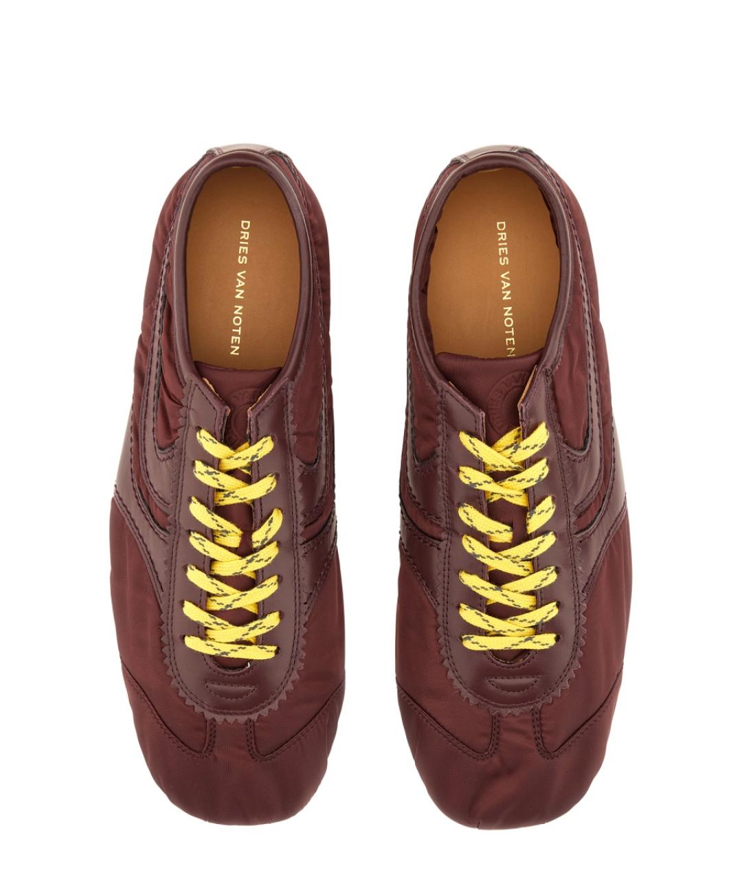 DRIES VAN NOTEN Бордовые текстильные низкие кроссовки / кеды, фото 5