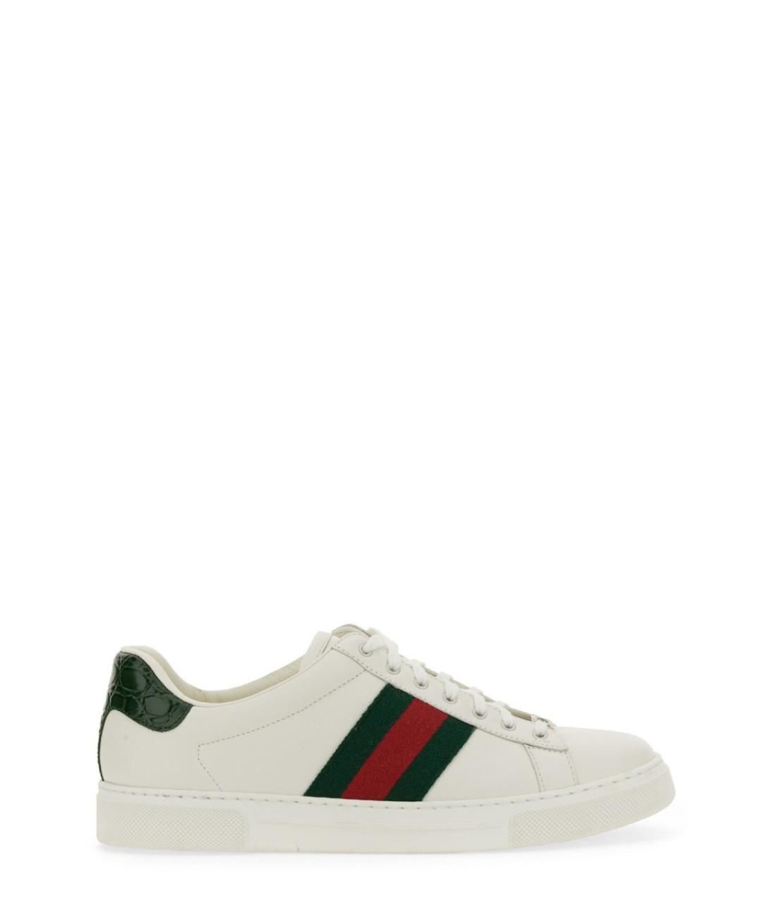 GUCCI Белые кожаные низкие кроссовки / кеды, фото 1