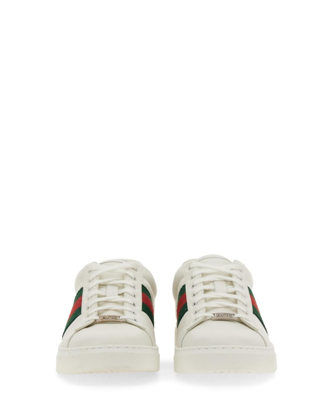 GUCCI Белые кожаные низкие кроссовки / кеды, фото 4