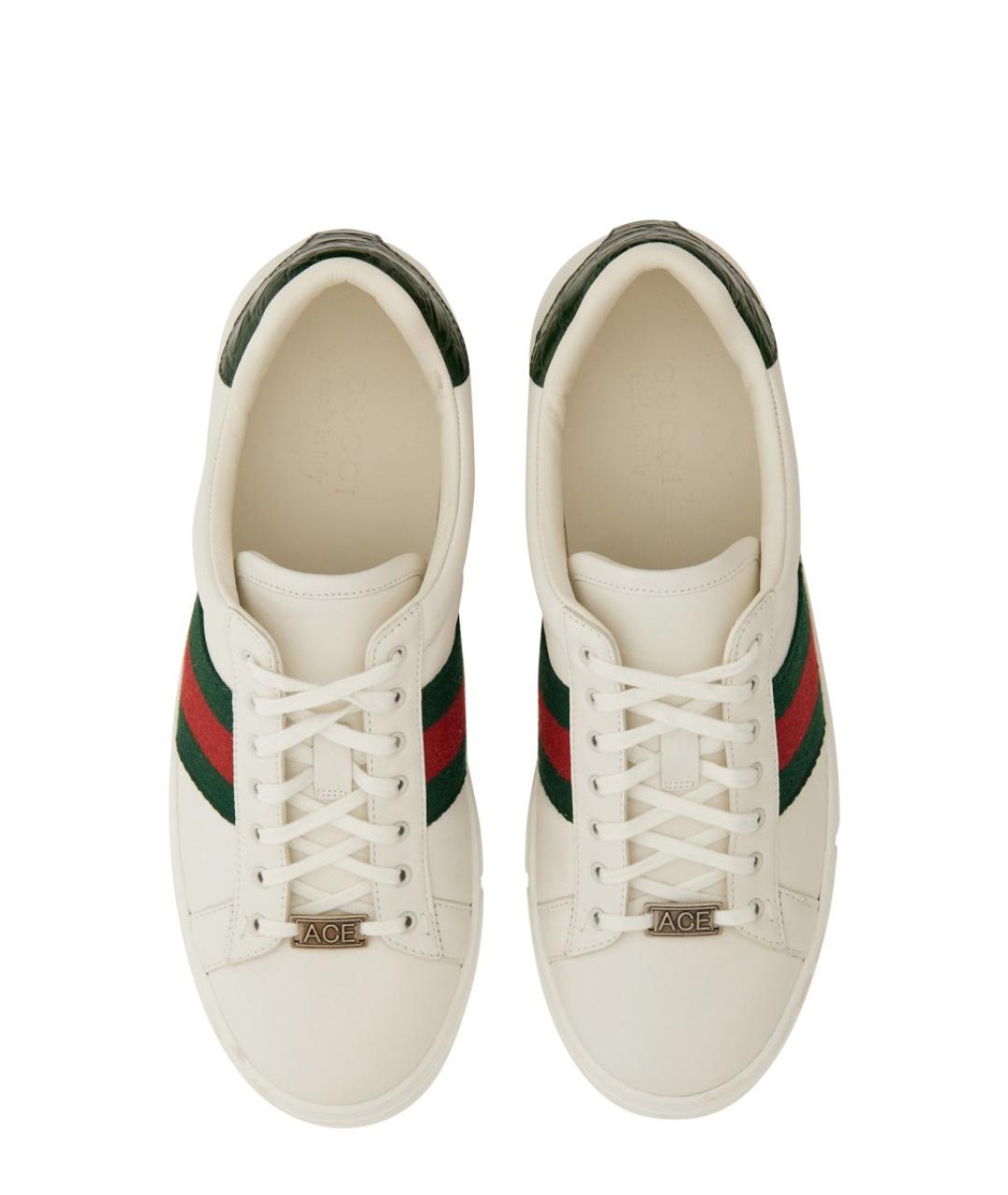 GUCCI Белые кожаные низкие кроссовки / кеды, фото 3