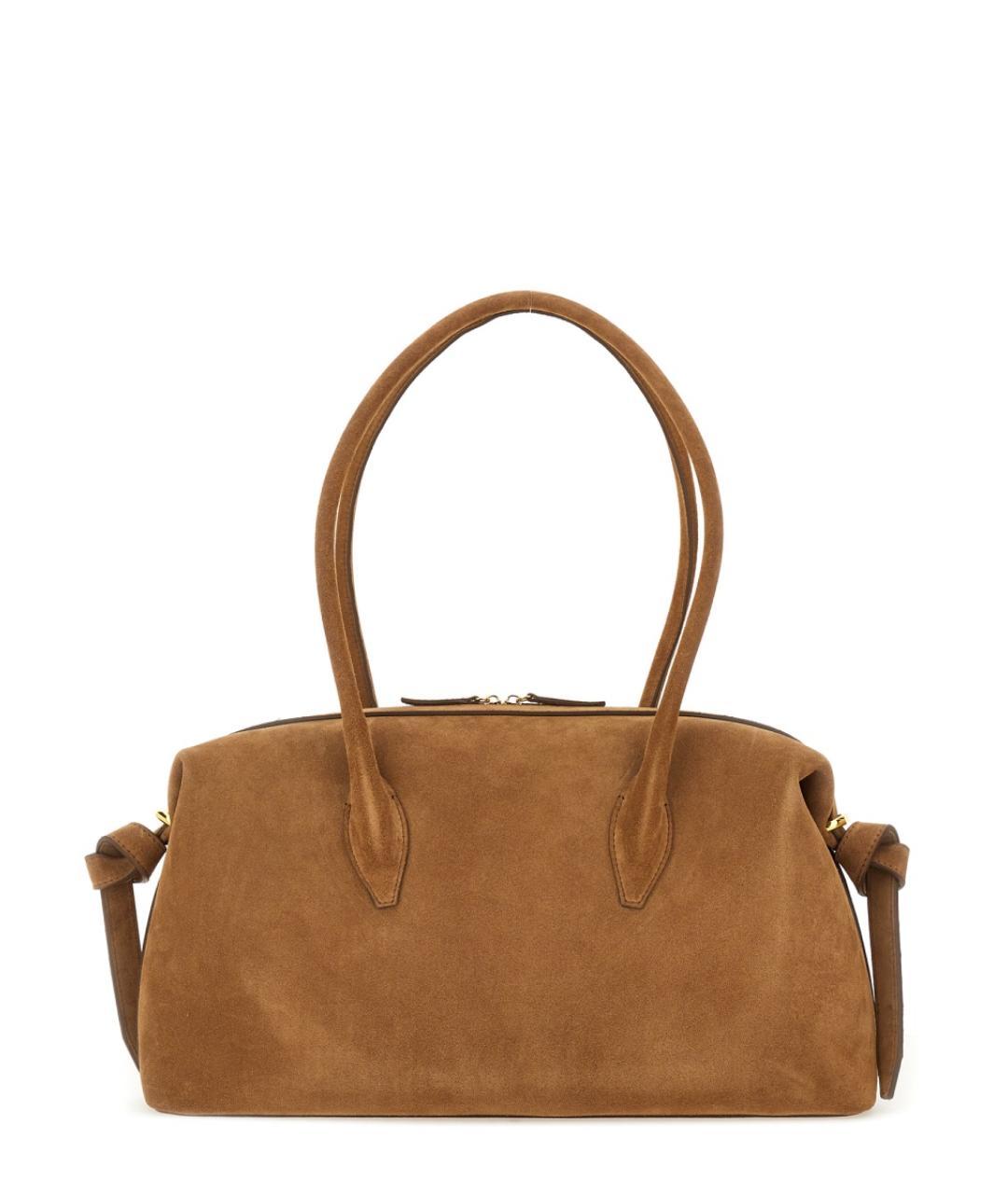 YUZEFI Коричневая кожаная сумка с короткими ручками, фото 2