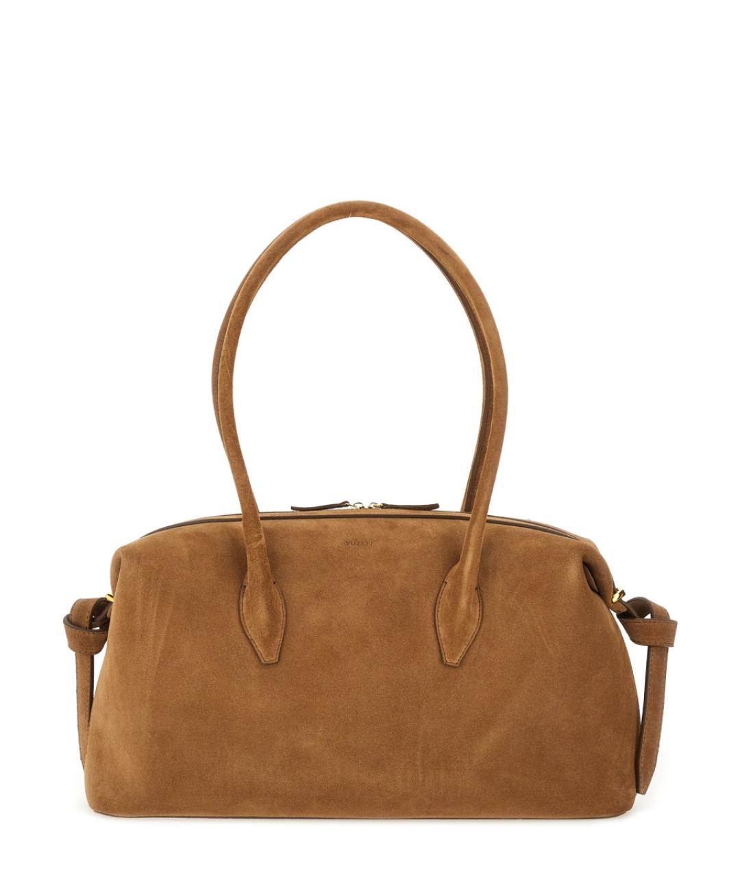 YUZEFI Коричневая кожаная сумка с короткими ручками, фото 1
