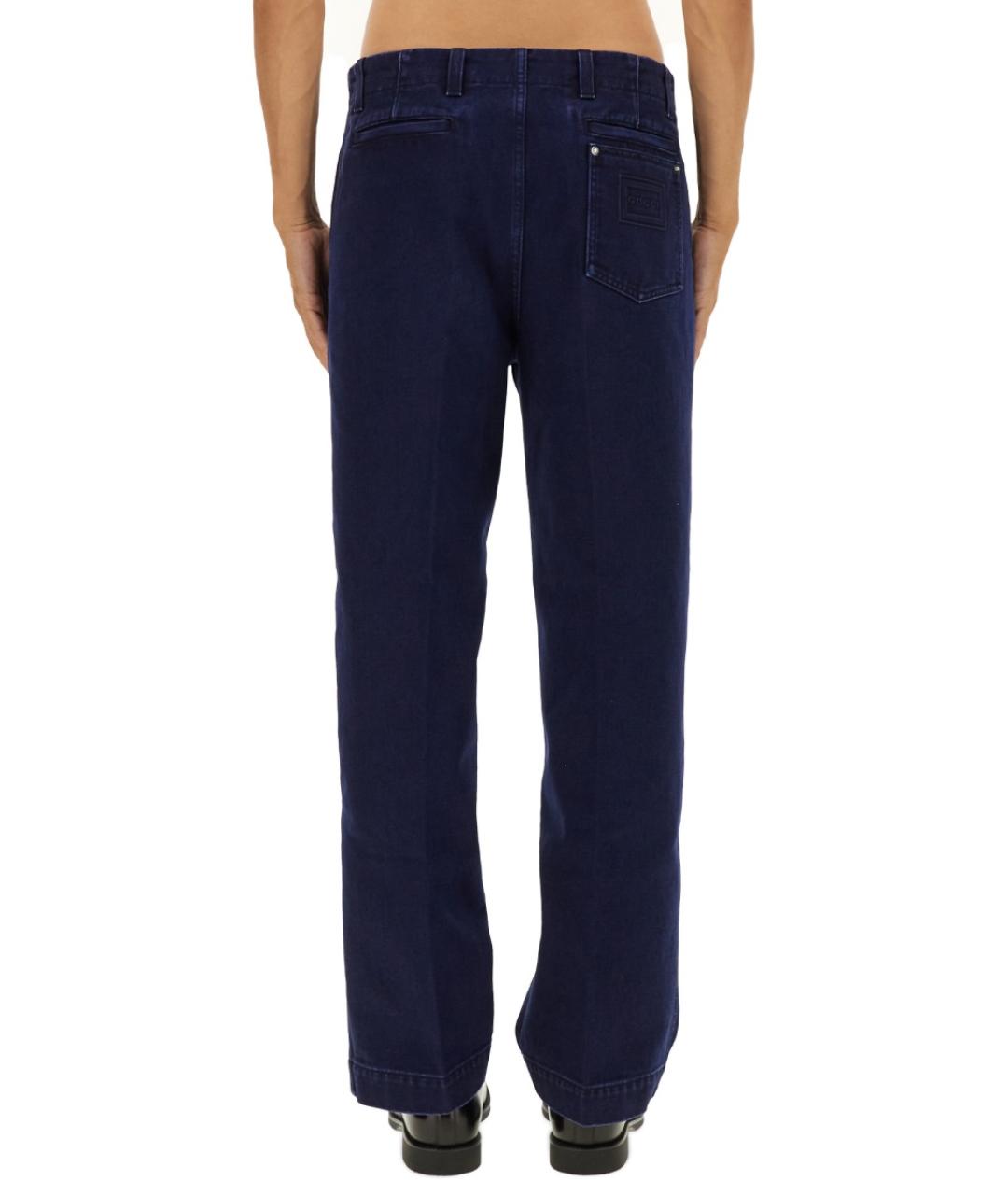 GUCCI Синие хлопковые повседневные брюки, фото 2