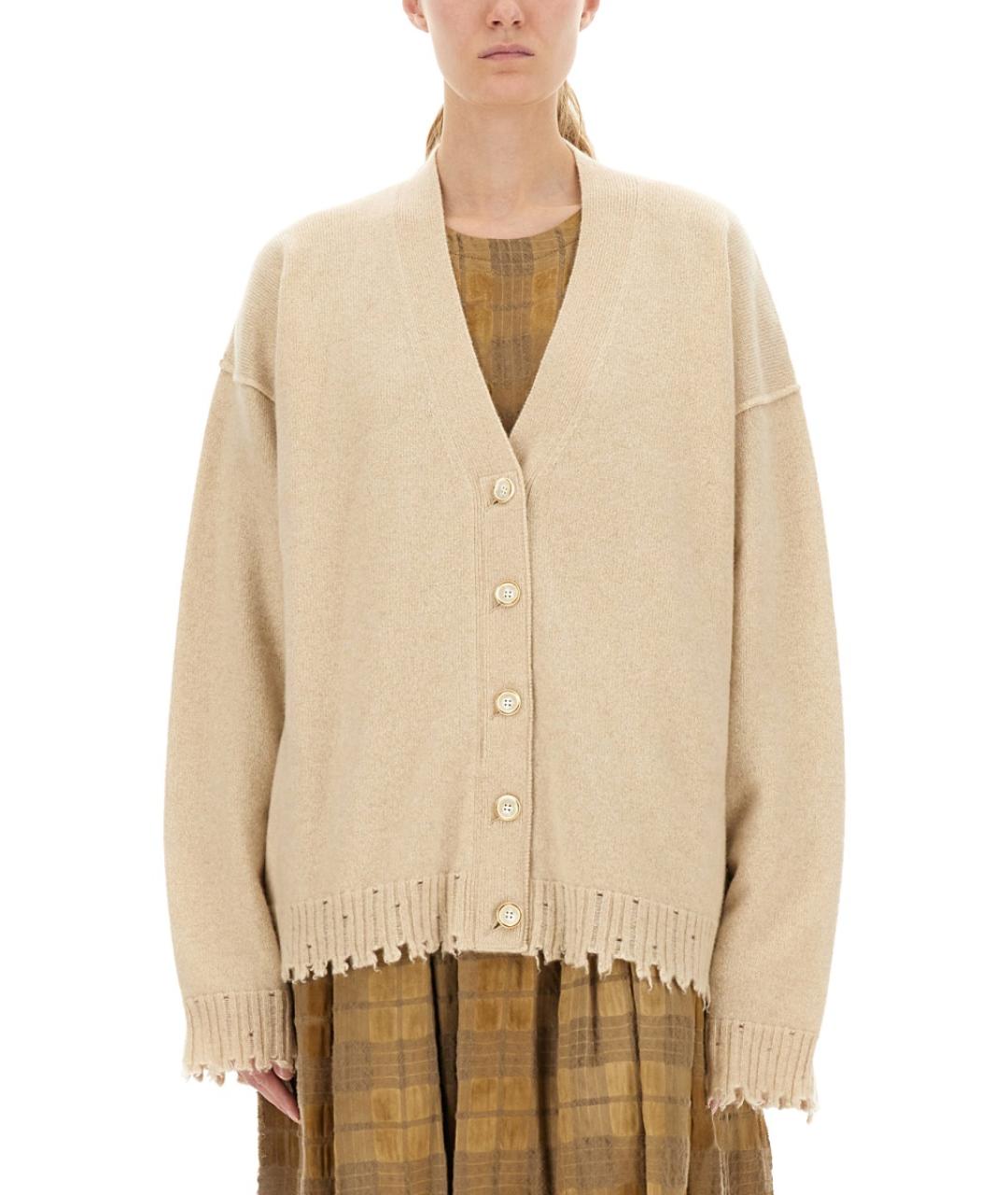 UMA WANG Бежевый кашемировый кардиган, фото 2